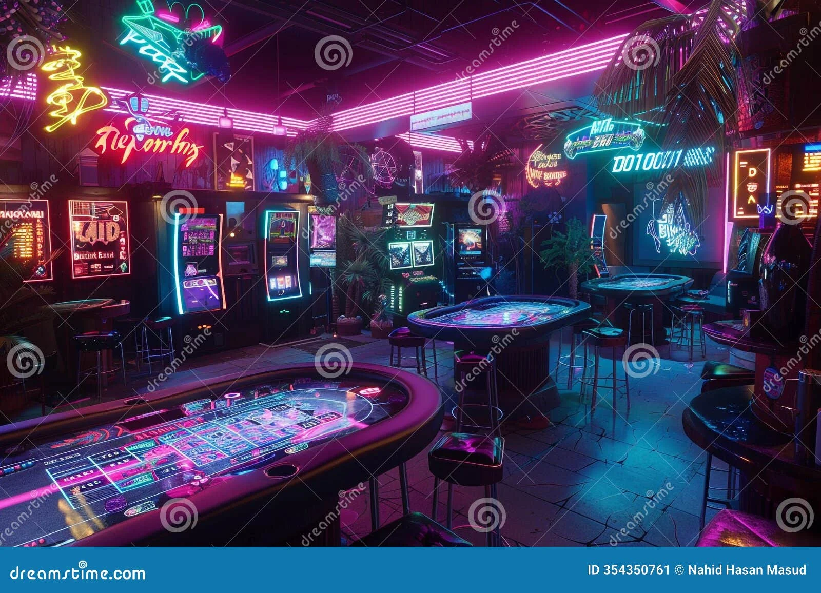 赛博轮盘霓虹赌场游戏